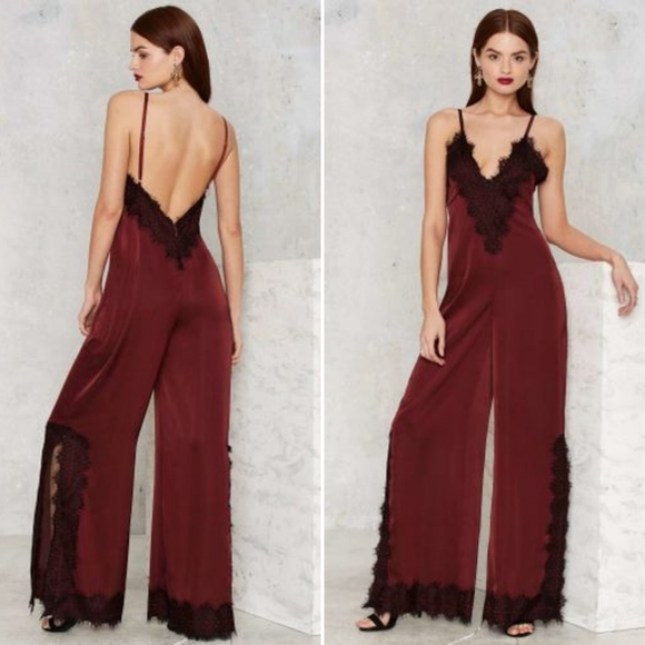 Nasty Gal Dresses & Skirts - NastyGal Lace of the Ex Lingerie Wide Leg Jumpsuit